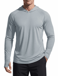 TACVASEN Herren UV-Schutz Hoodie Kapuzenpullover UPF 50+ Langarm Shirt mit Daumenloch XL Hell Grau Angebot bei HelloDeals