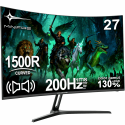 Minifire Gaming Monitor 27 Zoll Curved -200Hz, 1ms Reaktionszeit, VA Panel mit 130% sRGB, Lautsprecher integriert, 1920x1080 Full HD, Adaptive Sync, für PS5/PC Gaming, inklusive HDMI-Kabel (MFG27C1) 27 Zoll Curved/200Hz/HDMI Angebot bei HelloDeals