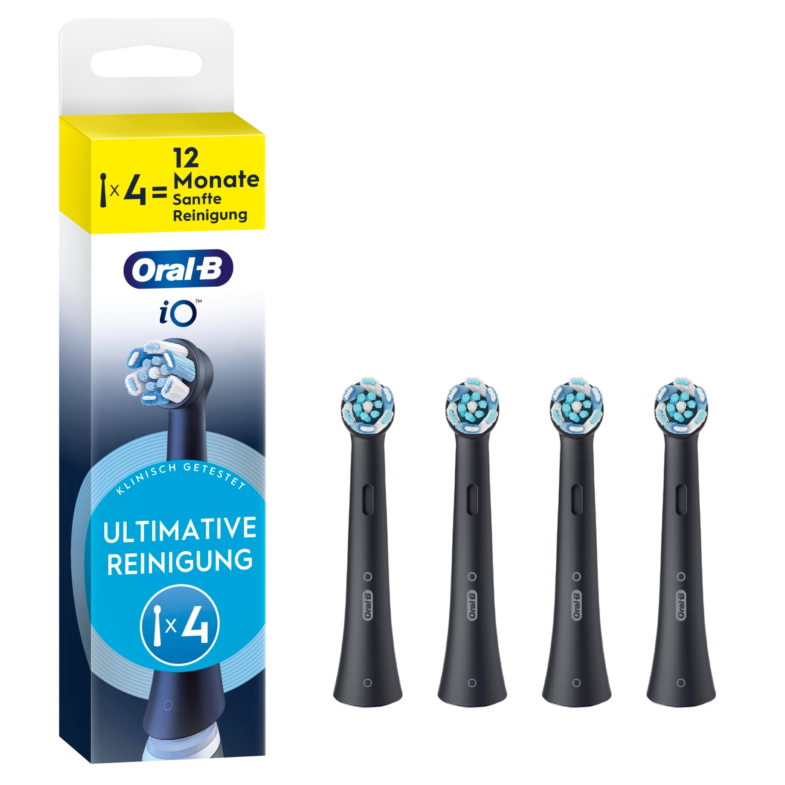 Oral-B iO Ultimative Reinigung, Original Aufsteckbürsten für elektrische Oral-B iO Zahnbürsten, 'Borsten-in-Borsten' Bündel, Schwarz, 4 Stück Schwarz Neu 4 Stück Angebot bei HelloDeals