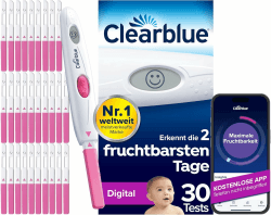 Clearblue Kinderwunsch Ovulationstest Kit Digital, 30 Tests + 1 digitale Testhalterung, Fruchtbarkeitstest für Frauen / Eisprung, nachweislich schneller schwanger werden Digitaler Ovulationstest 30 Angebot bei HelloDeals