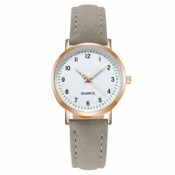 Damenuhr Leder, Damen Analog Quarz Uhr mit Leder Armband, Uhren Damen Einfache Business Klassische Armbanduhr Lässig Quarzuhr Kleideruhr Nachtlicht Grau Angebot bei HelloDeals