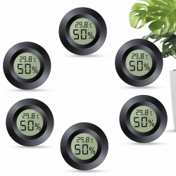 Mini Hygrometer Digital, ℃/℉ Verstellbar, 6pcs, Schwarz, Freistehend, Für Haus, Schule, Weinkeller, Gewächshaus, Keller, Lager Rund 6 Angebot bei HelloDeals