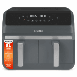 Instant Pot - Vortex Dual Trüffelgrau-Heißluftfritteuse - Groß, 8 l, Familiengröße, zweifach, doppelte 4-l-Körbe, 8 in 1 - Dörren, Grillen, Backen, Braten, Antihaftbeschichtung, Spülmaschinenfest Grau 8L Angebot bei HelloDeals
