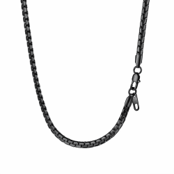 PROSTEEL Herren Halskette hochwertig Edelstahl Platte Venezianierkette Erbskette 2MM/4MM/6MM/8MM breit Kette mit Karabinerverschluss für Männer Jungen, Länge 46-76CM wählbar 4mm-schwarz 51.0 Zentimeter Angebot bei HelloDeals