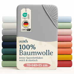 Laleni Jersey Spannbettlaken, 70x140cm, für Baby Beistellbett & Stubenwagen, 100% Baumwolle, Oeko-TEX Zertifiziert, Grau Kinderbett 70x140cm Moonlight Grey - Grau 1 Angebot bei HelloDeals