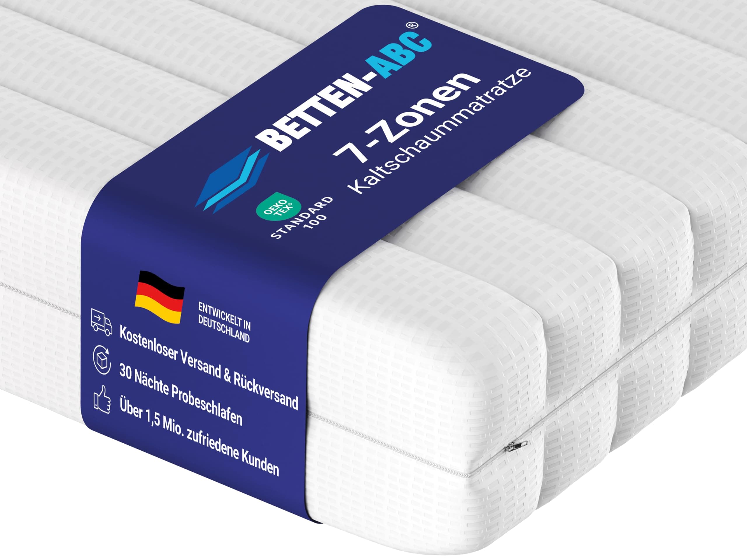 Betten-ABC - Matratze (KSP-500) - 140x200 cm (H3) - 7-Zonen Matratze aus Kaltschaum - Hypoallergen & Antibakteriell - Oeko-TEX® Zertifiziert - Bezug abnehmbar & waschbar - Lieferung per Paket 140 x 200 cm H3 (Mittelfest) - 16 cm Höhe Angebot bei HelloDeals