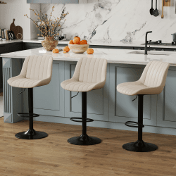 Youhauchair Barhocker 3er Set, Drehbare Barhocker mit Lehne, Höhenverstellbar aus PU-Leder, Moderner Barstuhl Küchenhocker Bar Hocker Bar Stool, Beige 3er Set Beige Angebot bei HelloDeals