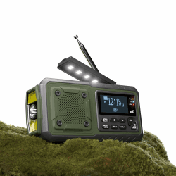 Kurbelradio DAB+/UKW | Notfallradio mit Kurbel & 5000 mAh Akku | Solar Radio mit Wecker | Handkurbel Blackout Notfallausrüstung | Als Taschenlampe & Ladegerät | SOS Armee Grün DAB+ Angebot bei HelloDeals