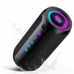 TIMU Bluetooth Lautsprecher mit Licht, Bluetooth 5.4 Musikbox, 25W Dual Lautsprecher, Dualen Bass-Treibern, 30 Std Akku, IPX7 wasserdicht, TWS Paarung, AUX, TF Karte, Geeignet Outdoor/Party/Reisen Schwarz Angebot bei HelloDeals