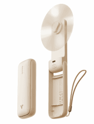 Aecooly Schlank Handventilator, Dünner Mini Ventilator, kleiner USB-Akku-Ventilator [Bis zu 24 Stunden Kühlzeit], aufladbar tragbarer Taschenventilator für Reisen, Sommer, Geschenke für Frauen -Beige ohne Spiegel Beige Angebot bei HelloDeals
