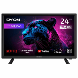 DYON Movie Smart 24 VX - 24 Zoll (60 cm) Smart TV mit HD Triple Tuner (DVB-C/-S2/-T2), App Store, Prime Video, Netflix, YouTube, DAZN, Disney+, waipu.tv, Hotelmodus 24 Zoll Smart TV (2025) Angebot bei HelloDeals