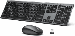 iClever Bluetooth Tastatur mit Maus, Wiederaufladbare Dualmodus USB & Bluetooth Tastatur aus Metall, 3 Geräte Verbindung Deutsch QWERTZ Funktastatur, für PC/Tablet/MacOS (Grau) Grey Angebot bei HelloDeals