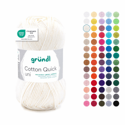 Gründl Wolle Cotton Quick uni - dünne Wolle zum Häkeln - Strickgarn - Häkelgarn - Glänzend und hautfreundlich - 100% Baumwolle - 1 Knäuel 50 g / 125 m - Nadelstärke 3-4 - Wollweiß Wollweiß 1 x 50g Angebot bei HelloDeals