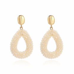 Boho Ohrringe hängend für Damen,Tropfenförmige Reisperlen Leichte Ohrringe Eleganter Hingucker für Frauen Modischer Schmuck Beige Angebot bei HelloDeals