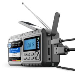 Kurbelradio | Notfallradio mit Kurbel & 5000 mAh Akku | Solar Radio mit Weltempfänger | Handkurbel Blackout Notfallausrüstung | Als Taschenlampe & Ladegerät, AM/FM/SW, mit USB, Grau Grau(ohne DAB+) Angebot bei HelloDeals