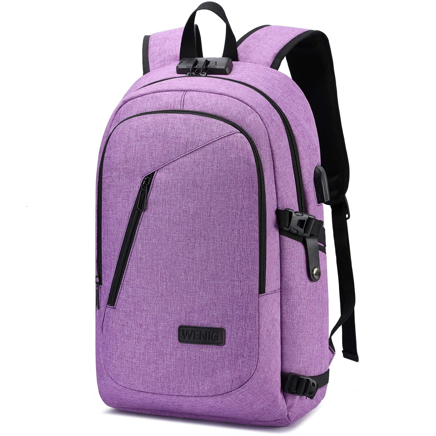 WENIG Rucksack Laptop für Damen Frauen Mädchen Schulrucksack mit USB-Ladeanschluss 15.6" Violett Angebot bei HelloDeals