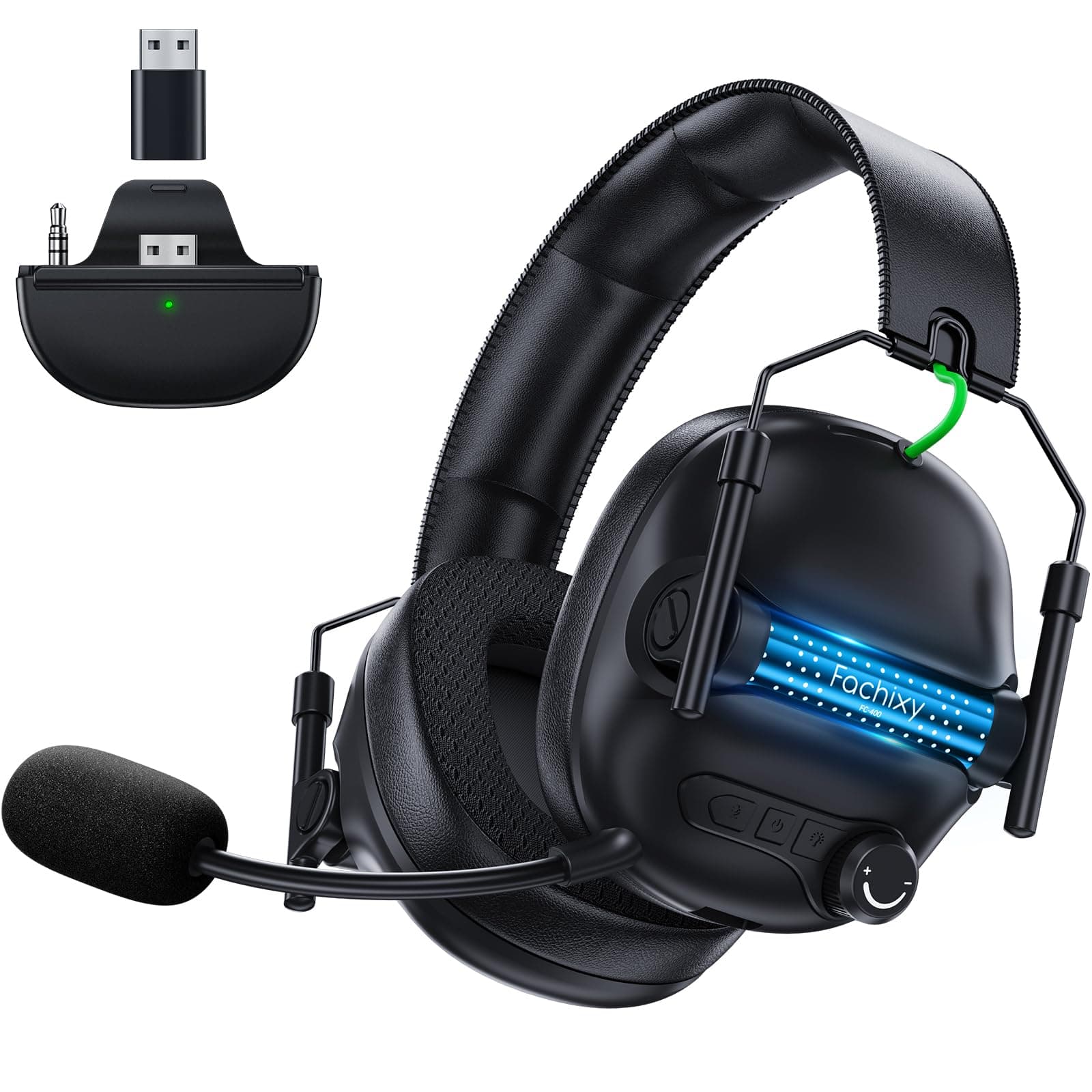 Fachixy Gaming Headset Wireless Für Xbox Series X|S|One, PC, PS5, PS4, Switch, 2.4GHz & Bluetooth 5.4 Headset Kabellos mit Mikrofon, Geringe Latenz Noise Cancelling, Faltbar, 50H Akkulaufzeit Schwarz Angebot bei HelloDeals