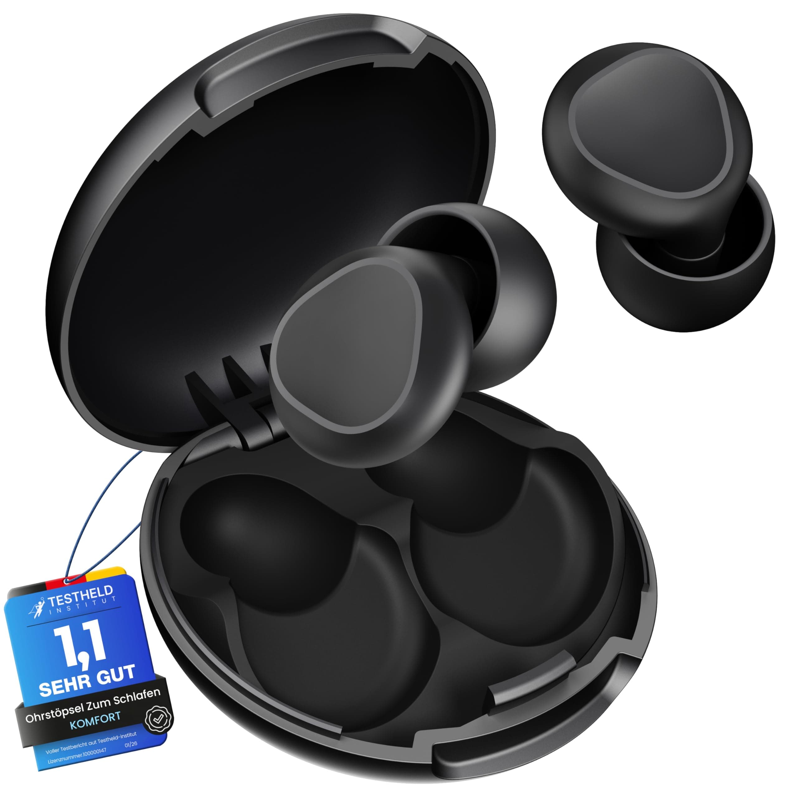 Ohrstöpsel Zum Schlafen - 35 dB Schalldämmung in Laborqualität | SkinFit™-Technologie | Schlafen wie ein Baby | Ideal für Reisen & Konzerte | 4 Größen (XS/S/M/L) Schwarz Angebot bei HelloDeals