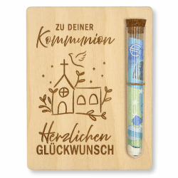 ZUKLA Verpackung für Geldgeschenke Kommunion - 13 x 10 cm - mit Reagenzglas - Geschenk für Jungen & Mädchen - Geldgeschenk Verpackung Holz Angebot bei HelloDeals