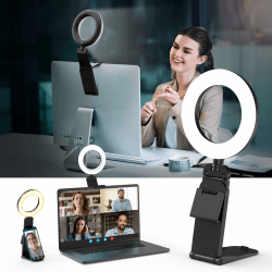 Upgrade Ringlicht Laptop Handy PC 5” Videokonferenz Licht,Evershop Ringleuchte Ringlampe mit Stativ&Handyhalter 3 Lichtfarben+10 Helligkeiten 360°Drehbar Beleuchtung für Homeoffice,YouTube,TikTok 5 Zoll Schwarz Angebot bei HelloDeals