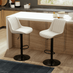 Youhauchair Barhocker 2er Set, Drehbare Barhocker mit Lehne, Höhenverstellbar aus PU-Leder, Moderner Barstuhl Küchenhocker Bar Hocker Bar Stool, Beige 2er Set Beige Angebot bei HelloDeals