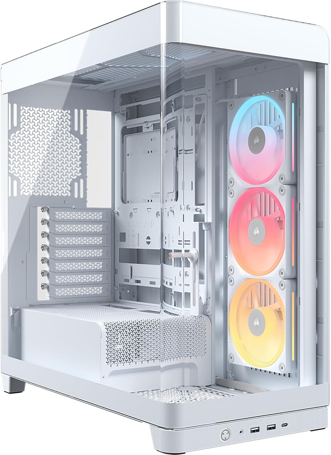 CORSAIR Frame 4500X LX-R RGB LINK Panoramaglas Mid-Tower-PC-Gehäuse – InfiniRail Lüftermontagesystem, Passend für Zwei 360 mm Radiatoren, GPU Anti-Sag, Enthält 3X LX120R RGB LINK Lüfter – Weiß Angebot bei HelloDeals