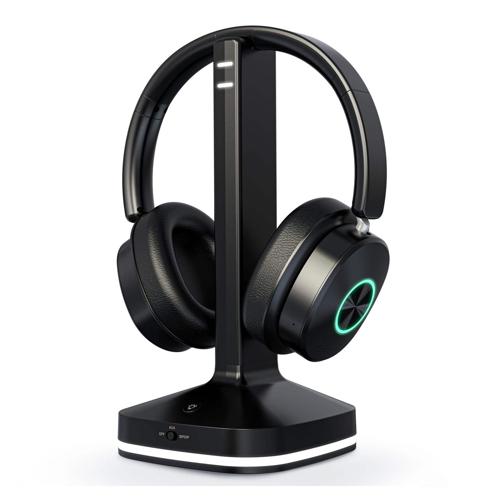 Funkkopfhörer für Fernseher, Kabellose TV-Kopfhörer mit Sender-Ladestation für Senioren, Ohne Audio-Verzögerung, Bluetooth 5.4, Over-Ear Kopfhörer mit 3 Audiomodi, Geschenk für Eltern/Ältere Menschen Black Angebot bei HelloDeals