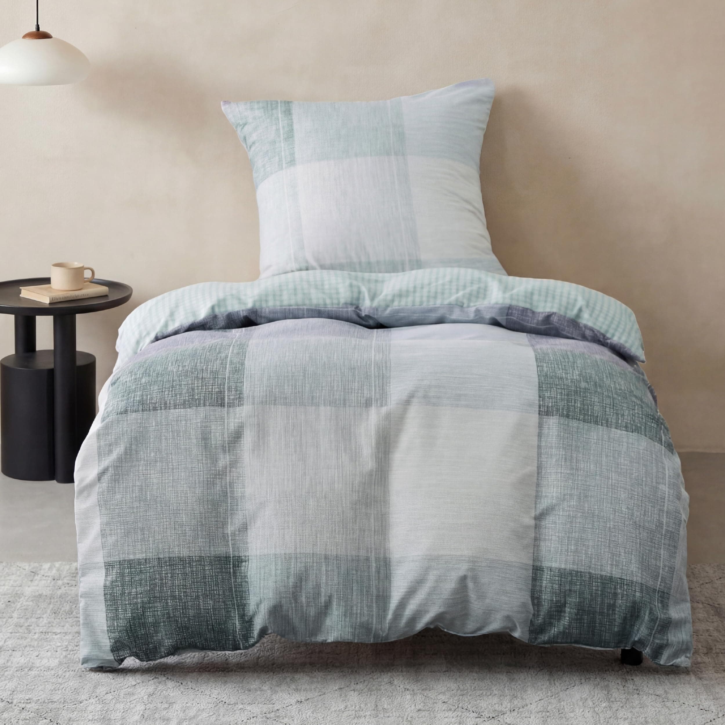 BEDSURE Bettwäsche 135x200 2teilig Bettbezug - Bettwäsche-Sets 135 x 200 cm mit Kissenbezug 80x80 cm, ÖKO-TEX Wendebettwäsche Bedding Blau Plaid Kariert Muster für Einzelbett mit Reißverschluss 135 x 200 cm 2 teilig 05-plaid Blau Angebot bei HelloDeals