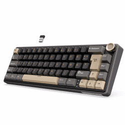 RK ROYAL KLUDGE R65 Mechanische Tastatur Kabellos, 60% Prozent Gaming Tastatur QWERTZ Gasket RGB mit Knopf und PBT Tastenkappen, Bluetooth/2.4G/USB-C QMK/VIA, Hot Swap Linearer Creamy Switches Gray Angebot bei HelloDeals