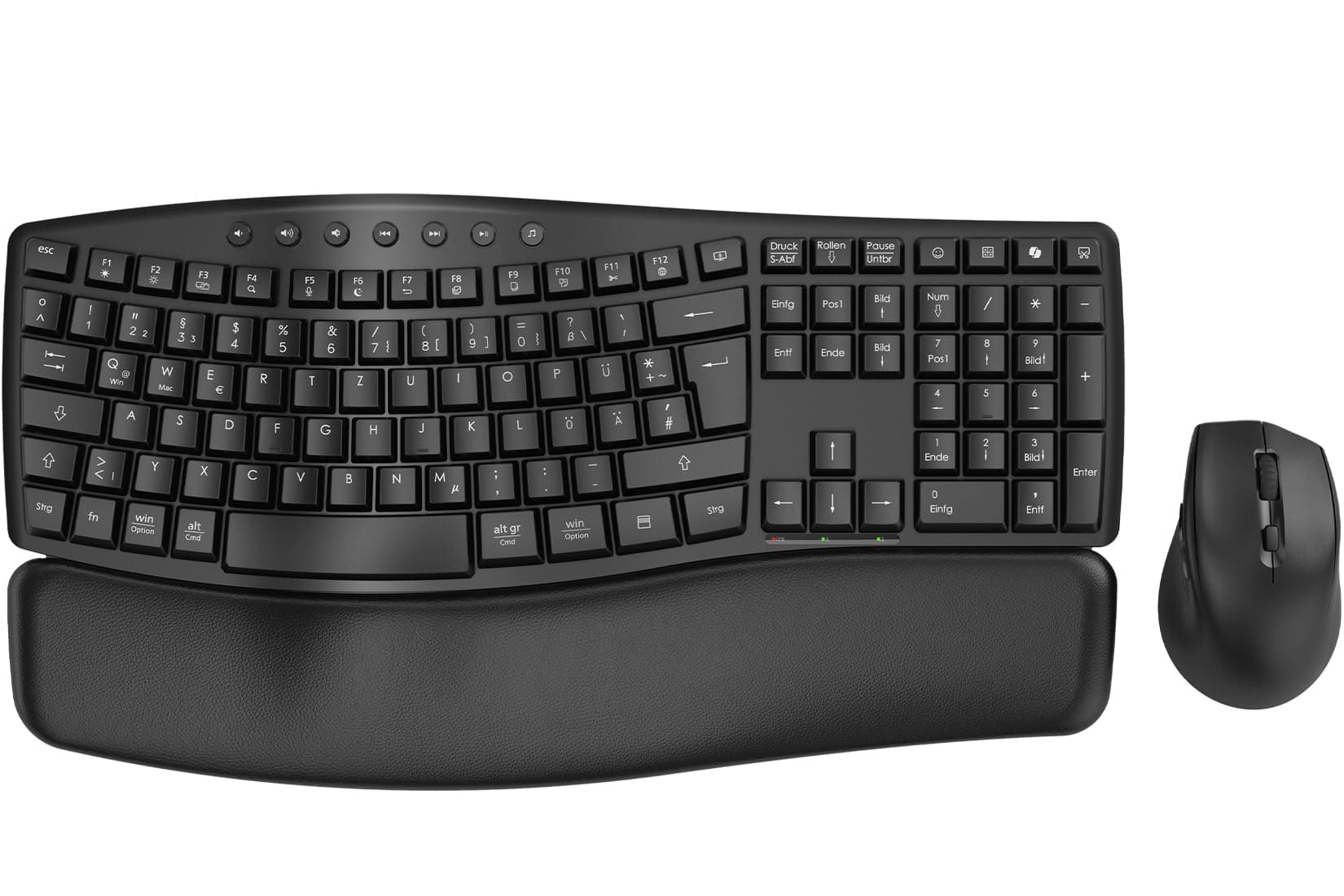 SABLUTE Kabellose Tastatur und Maus Set, 30 dB leise, ergonomische Tastatur mit Wave Tasten und weicher Handballenauflage, Dual System Schalter für Windows/Mac, ideal für Business-Teams und Homeoffice Schwarz Angebot bei HelloDeals