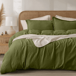 Sedefen Doppelte Musselin Bettwäsche 135x200 Baumwolle,Grün Olivgrün Bettwäsche Sets ÖKO-TEX Bettwäsche mit Reißverschluss,Bettbezug mit 1 Kissenbezüge 80x80 cm Zzs-olivgrün 135x200cm+80x80cm*1 Angebot bei HelloDeals