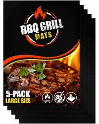 Große BBQ Grillmatte für Gasgrill, Elektro und Holzkohle (5er Pack) 40 x 32cm - Wiederverwendbare, hitzebeständige Grillmatten für Holzkohle, Teflon Grillmatte, Grillfolie, Grill Zubehör 40L x 32B cm Angebot bei HelloDeals