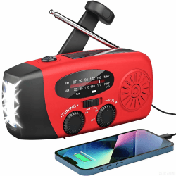 Notfall-Solarradio,Solarbaby Selbstbetriebenes Kurbelradio mit LED-Taschenlampe, SOS-Alarm,AM/FM Wetter Wind Up Radio mit 2000mAh Akku für Notladung von Smartphone,(Rod) Radio-R-01 Angebot bei HelloDeals