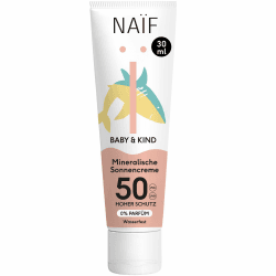 Naïf - Sonnencreme auf mineralischer Basis - für Baby & Kind - LSF 50-0% Parfüm - Creme ohne Octocrylene - UVA und UVB Schutz - Wasserresistent - Dermatologisch Getestet - Ohne Mikroplastik - 30ml 30 ml (1er Pack) Angebot bei HelloDeals