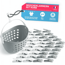 Wäscheklammern mit Korb – stabile Wäscheklammern mit Klammerkorb – Wäscheklammern mit Beutel – Soft Clips ohne Abdruck – 40 Stück – Ultimate Gray-Weiss mit Korb Ultimate Gray Ultimate Gray, Weiß Angebot bei HelloDeals