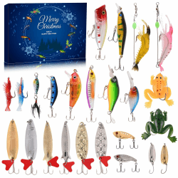 VTYEPOU Adventskalender Angel Männer Weihnachtskalender - 24 Angeln Köder Set Adventskalender für Fischer Erwachsene Teenager Jungen - 2025 Weihnachten Überraschung Geschenk Edelstahl Hartstahl Angebot bei HelloDeals