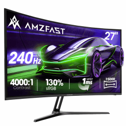 Amzfast 27 Zoll Curved Gaming Monitor 240Hz, 1920x1080 Full HD, Fast VA, 1500R, 1ms MPRT, Adaptive Sync, 4000:1 Kontrast, 95% DCI-P3, 130% sRGB, HDMI 2.0&DP 1.4, VESA 100x100mm, AMZG27C1 Pro 27 Zoll FHD Curved FHD/240Hz Angebot bei HelloDeals
