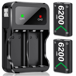 Akku für Xbox One/Series X&S Controller, 2 Stück Hoher Kapazität 6200mWh NI-MH Batterien, Kompatibel mit Xbox Series X&S/Xbox One S/X/Elite Controller L-2x6200mWh Angebot bei HelloDeals