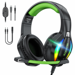 Krysenix PG1 RGB Gaming Headset für PS4, PS5, PC, Xbox,Switch, PS5 Gaming Kopfhörer mit LED Licht, Over Ear PC Headset mit Noise Cancelling Mikrofon und 3,5 mm Klinke,Dunkel grün Angebot bei HelloDeals