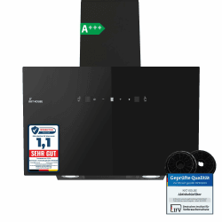 KKT KOLBE Dunstabzugshaube 80cm | Umluft Abluft | 782cbm/h | Wandhauben Kopffrei | Schwarz | Glas | Gestensteuerung | SensorTouch Bedienung | LED-Beleuchtung | TRIO8025S Schwarz 80 cm Angebot bei HelloDeals