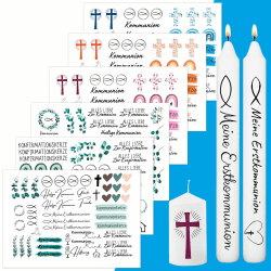 Kerzen tattoos Kommunion,6 Stück A5 KerzentattooWasserschiebefolie,Konfirmation Kerzenfolie,Konfirmation Kerzen Tattoo Folie,zur Konfirmation, Kommunion oder Taufe G Angebot bei HelloDeals