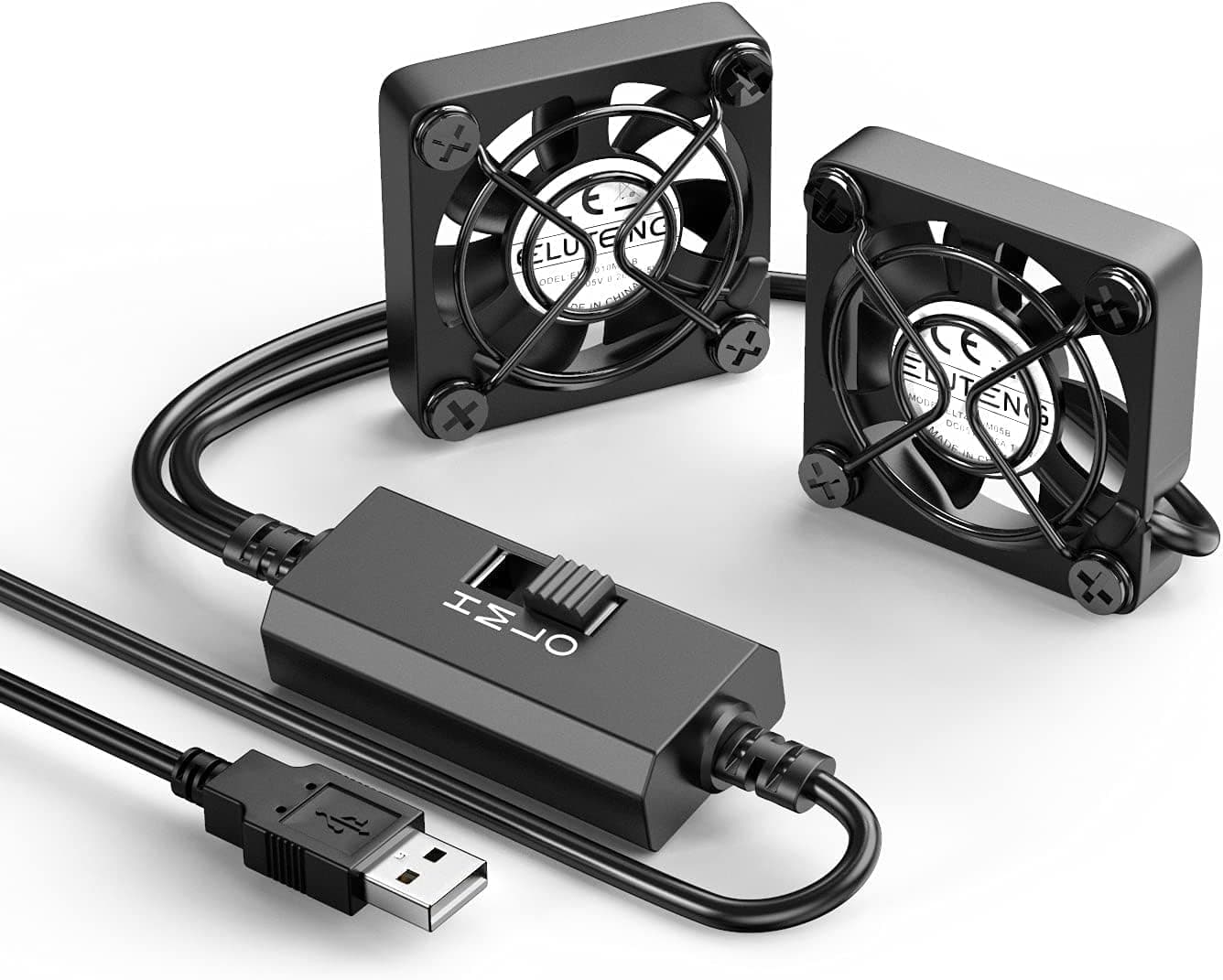 ELUTENG 2 in 1 USB Lüfter 40mm 5V, Doppel Mini USB Ventilator PC Lüfter 40mm Klein US B Computer Lü fter mit 3 Einstellbare Geschwindigkeiten für PS4/Laptop/TV Box/AV Schrank/Router 40mm Doppel Lüfter Angebot bei HelloDeals