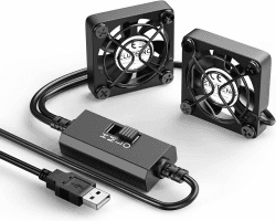 ELUTENG 2 in 1 USB Lüfter 40mm 5V, Doppel Mini USB Ventilator PC Lüfter 40mm Klein US B Computer Lü fter mit 3 Einstellbare Geschwindigkeiten für PS4/Laptop/TV Box/AV Schrank/Router 40mm Doppel Lüfter Angebot bei HelloDeals