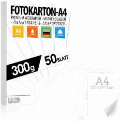 50 BLATT weisser Bastelkarton 300g/m² – PREMIUM PAPIER Reinweiß - DIN A4-21 x 29,7 cm - Druckerpapier Weiss unbedruckt für Fotografie, Präsentationen,Basteln, FOTOKARTON, Karton weiß A4 Angebot bei HelloDeals