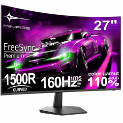 Minifire 27 Zoll Curved Gaming Monitor - 160Hz, FHD(1920x1080), VA 1500R, 1ms GtG, sRGB 110%, HDR, Adapive Sync, Blaulichtfilter, VESA 100 * 100, HDMI 2.0/DP 1.2 mit HDMI-Kabel (MFG27C1L) 27 Zoll FHD/160Hz/Curved Angebot bei HelloDeals