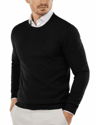 COOFANDY Herren Pullover mit Rundhalsausschnitt Strickpullover Business Feinstrick Winterpullover Männer Schwarz L Angebot bei HelloDeals