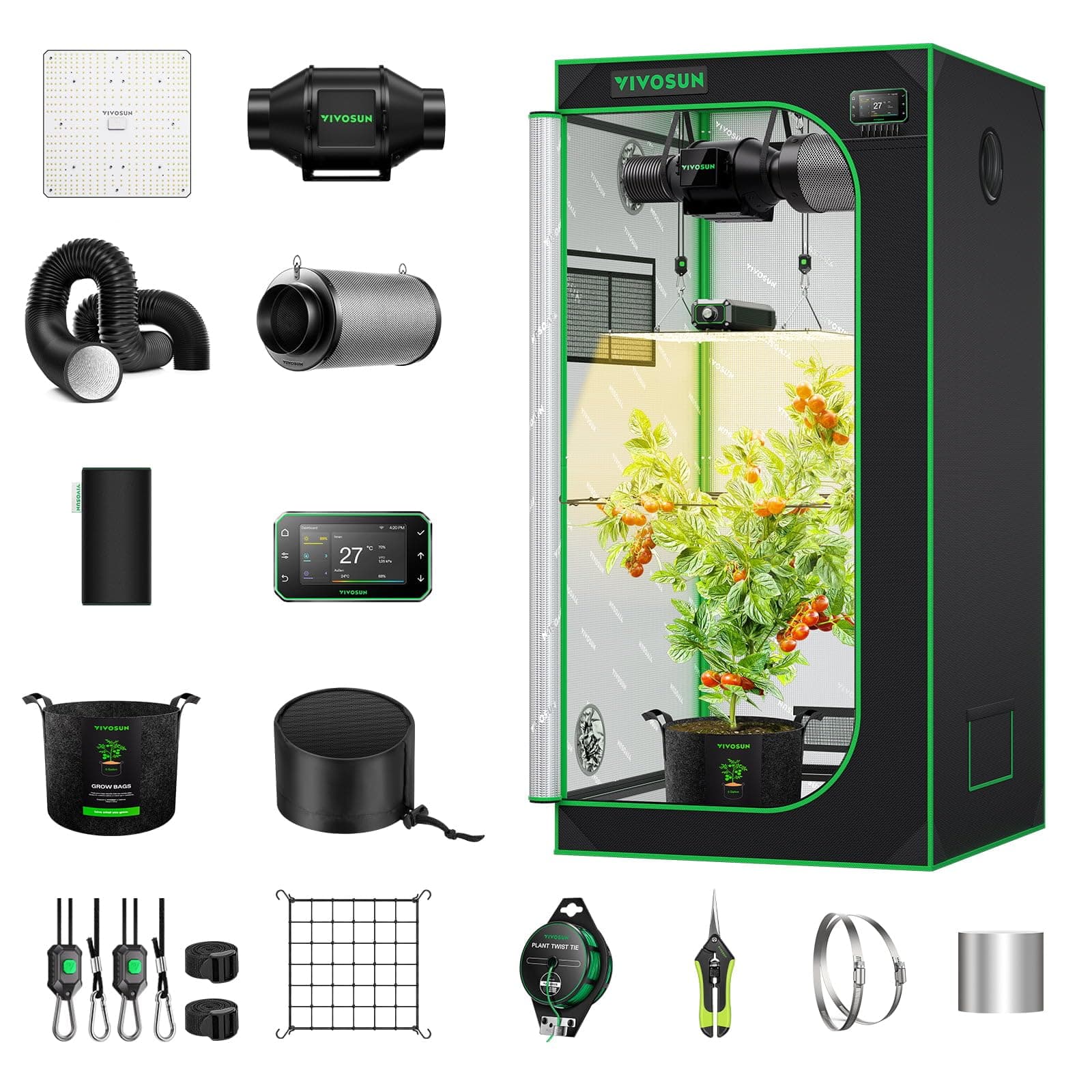 VIVOSUN Smart Growzelt Komplettset 80x80x160cm, WLAN-integriertes automatisches Grow-System mit 150W Vollspektrum-LED-Pflanzenlampe und effizientem Belüftungssystem mit GrowHub E42A+ Controller Angebot bei HelloDeals