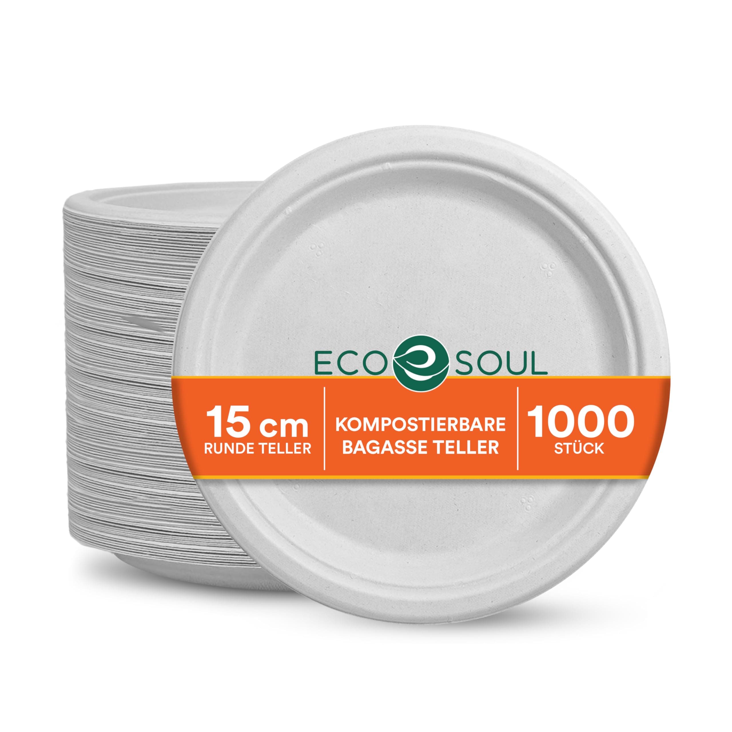 ECO SOUL Weiß 15 cm (6 Zoll) kompostierbare Teller (1000 Stück) | 100% biologisch abbaubar | Einweg & umweltfreundlich | Robuste Teller aus Zuckerrohr | Ideal für Vorspeisen, Snacks & To-go 1000 15 Cm (6 Zoll) Angebot bei HelloDeals