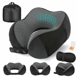 Cirorld Nackenkissen Flugzeug, Nackenhörnchen Erwachsene, Reisekissen Memory Foam, Verstellbares Kompaktes Nackenkissen Reise, Ergonomisches Weich Atmungsaktiv mit Ohrstöpseln, Augenmaske,Tragetasche Schwarz Angebot bei HelloDeals