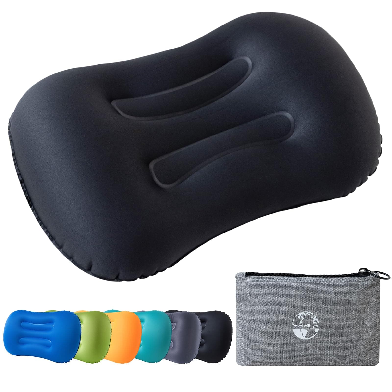 Camping Kissen Aufblasbar Ultraleicht Reisekissen Ergonomisch Outdoor Strandkissen Camping Zubehör Reise Gadgets (Schwarz) Angebot bei HelloDeals